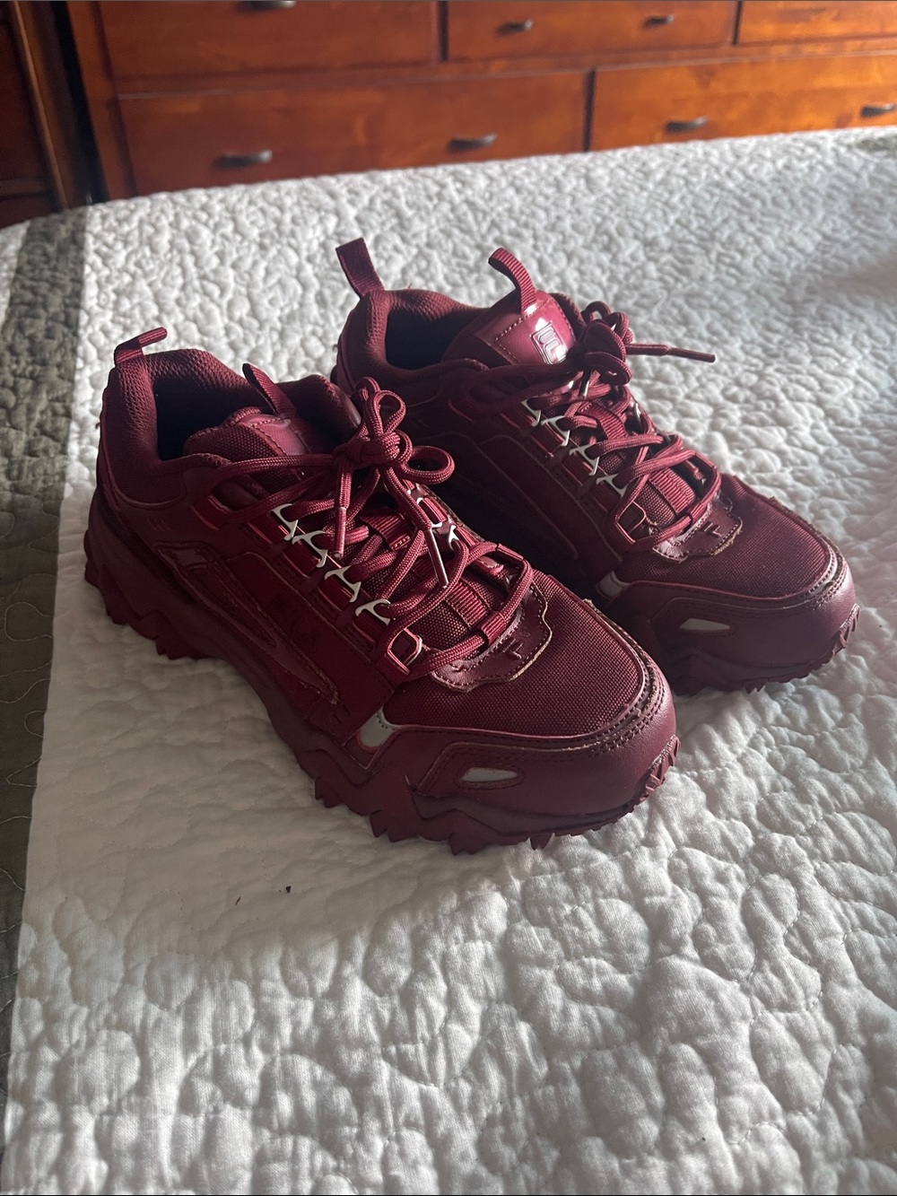 Fila Men's Maroon Trail Platform Sneakers